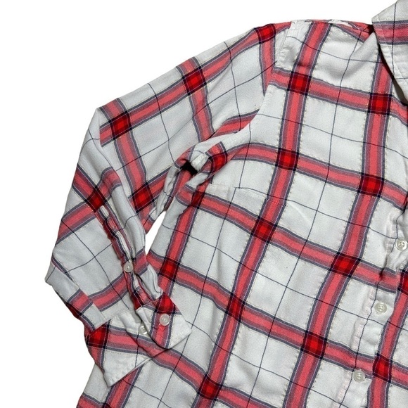 Ava & Viv White & Red Plaid Button Down Long Sleeve Top US 0X - Picture 2 of 9